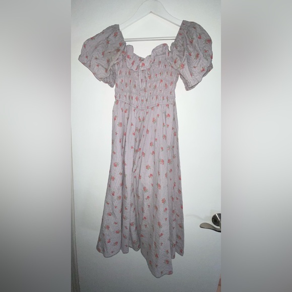 R.Vivimos Puff Sleeve Ruffles Square Neckline Floral Bridgerton Romantic Dress M - Picture 3 of 12